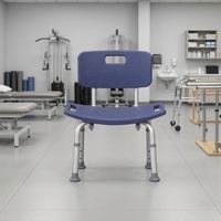 Chaise de douche légère et réglable en hauteur avec support dorsal amovible en aluminium pour personnes âgées