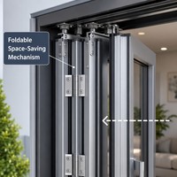 Porte pliante en aluminium extrudé insonorisée et étanche de style français sur mesure pour salon, design pliable