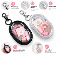 Étui de rangement ovale transparent avec fermeture éclair, pochette portable pour câbles avec crochet porte-clés pour chargeurs, écouteurs et accessoires – Vente en gros