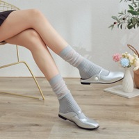 Chaussettes invisibles rétro dorées et argentées, fines, mi-mollet, sans couture, respirantes, pour usage quotidien, brillantes et transparentes