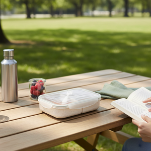 กล่องเบนโตะใยข้าวสาลีธรรมชาติปลอดสาร BPA ป้องกันการรั่วซึม ใช้ซ้ำได้ สำหรับผู้ใหญ่และผู้หญิง กล่องอาหารกลางวันพรีเมียม - Product Image 3