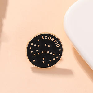 Venta al por mayor de pines de solapa de metal esmaltado chapados en oro con 12 constelaciones de <span class=keywords><strong>amor</strong></span>, personalizados: Aries, Escorpio, Géminis, Libra, Piscis, Leo - Product Image 5