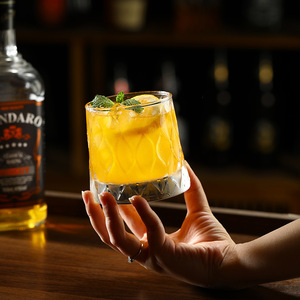 Custom Logo Transparent Glass Cup Heavy Base Handmade Cocktail Cups 301-400ml Juice Dessert Whiskey Drinking Cocktail Glasses - Product Image 3