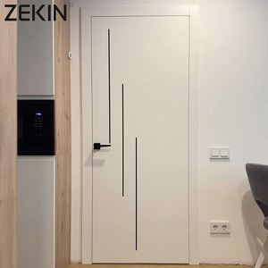 ZEKIN Portes plaquées d'aluminium en bois massif personnalisées Minimaliste étanche pour hall d'hôtel Grande entrée appartements écoles escaliers - Product Image 3