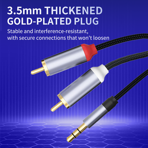 Cordon jack mâle 3.5mm vers câble adaptateur audio mâle 2RCA câble de date audio vidéo 1/8 de haute qualité pour téléphone Tv Pc amplificateurs haut-parleur - Product Image 4