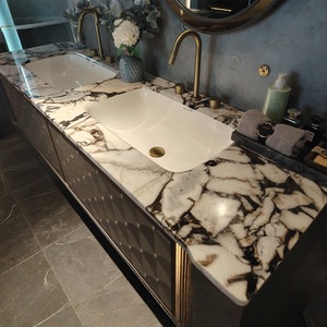 Luxurious Modern <b>Bathroom</b> <b>Vanity</b> Unit with Solid Wood & Plywood Countertop MDF Lacquer Finish Wall-Mounted Basin Mirror Included - Product Image 3
