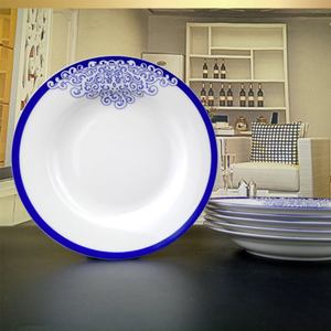 Piatto per Burro in Melamina Bianco con Bordo Floreale <span class=keywords><strong>Blu</strong></span>, per Casa e Ristorante, Ideale per Insalate, Pasta e <span class=keywords><strong>Piatti</strong></span> Principali - Product Image 2