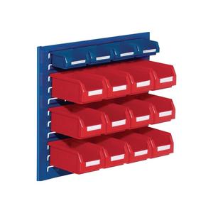 RasterPlan Jeu de conteneurs semi-ouverts H450xW500xP250 mm sh. Acier/polyéthy. Revêtement plastique bleu + rouge 12 x taille 7 rouge/4 x taille 8 b - Product Image 1