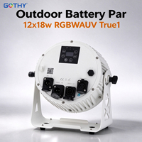 Projecteur LED sans fil Gothey 12x18W rechargeable RGBWA UV avec contrôle WiFi DMX via application, étanche IP65 pour extérieur