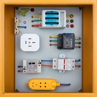 Armoire de commande sur mesure 400V 250A, boîtier de distribution d'énergie orange haute visibilité IP55, serrure hybride, prises personnalisables pour