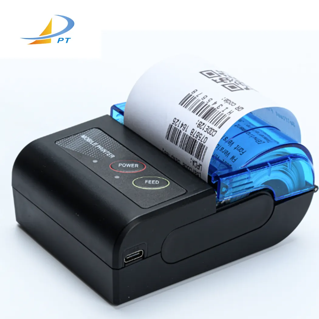 Mini impresora térmica portátil de 58mm, portátil, inalámbrica, de mano, azul