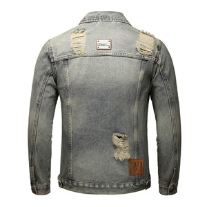 Chaqueta de vaquero de estilo retro para <span class=keywords><strong>hombre</strong></span> con cuello vuelto tejido de ganchillo característica calentada moda de calle personalizada para invierno - Product Image 2