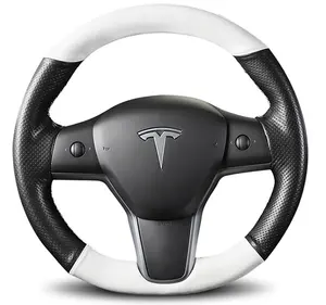 टेस्ला मॉडल 3 सूट कस्टम यूनिवर्सल कार के स्टीयरिंग व्हील कवर ऑटो थोक उच्च गुणवत्ता आरामदायक रेसिंग पु चमड़े के स्टीयरिंग व्हील