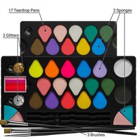 Kit de peinture faciale pour carnaval d'Halloween, peinture corporelle non toxique activée par l'eau, palette de peinture professionnelle pour enfants