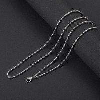 Chaînes de perles carrées en acier inoxydable de 3mm pour hommes Argent Or Noir Collier Pendentif Chaîne Bijoux Findings
