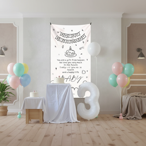 Decoración Colgante <span class=keywords><strong>de</strong></span> Lona para Fiesta <span class=keywords><strong>de</strong></span> Primer <span class=keywords><strong>Cumpleaños</strong></span> Infantil, Diseño <span class=keywords><strong>de</strong></span> Pastel <span class=keywords><strong>de</strong></span> <span class=keywords><strong>Cumpleaños</strong></span> <span class=keywords><strong>de</strong></span> Dibujos Animados, Estilo Dibujado <span class=keywords><strong>a</strong></span> <span class=keywords><strong>Mano</strong></span> para Niñas, Fondo para Bebés - Product Image 6