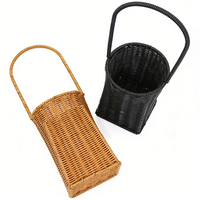 Panier à fleurs en plastique imperméable écologique fait à la main avec poignée, panier de rangement haut pour la décoration de la maison et l'emballage de cadeaux