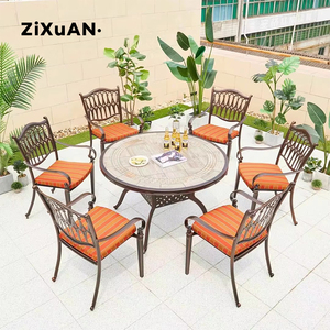 Outdoor Courtyard Villa <strong>Garden</strong> Open-air Balcony <strong>Tiles</strong> Cast Aluminum <strong>Tables</strong> and Chairs Waterproof Sun protection Furniture - Product Image 1