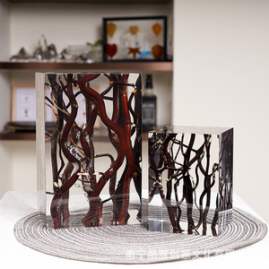 Adorno Decorativo Rectangular de Acrílico con Hojas de Ginkgo, Regalo Moderno de Lujo Ligero para el Hogar, Sala de Estar, Entrada - Product Image 3