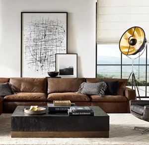 Sassanid OEM Contemporary Design Luxury Living Room Set Premium Leather Modular U-Sofa Sectional