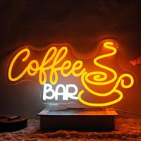 Enseigne lumineuse au néon en acrylique à intensité variable, motif coin café, lettres LED jaunes, décoration commerciale, décoration murale pour pub, maison, bar, restaurant, cadeau
