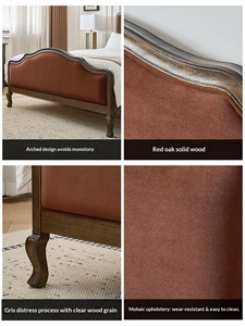 Lit en bois massif de style américain, chêne rouge, 1,8 m, meubles de chambre à coucher en bois massif, Diroburg One, lit en bois massif de style américain - Product Image 2