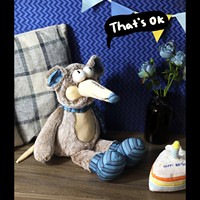Jouet en peluche souris à long nez mignon, animal en peluche, écharpe rayée bleue, polyester doux, cadeau d'anniversaire, décoration de la maison