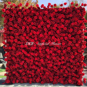 Dkb nhà máy tùy chỉnh đám cưới cổ điển trang trí nội thất nhân tạo rượu vang đỏ hoa hồng tường Backdrop 8ft x 8ft khán đài - Product Image 3