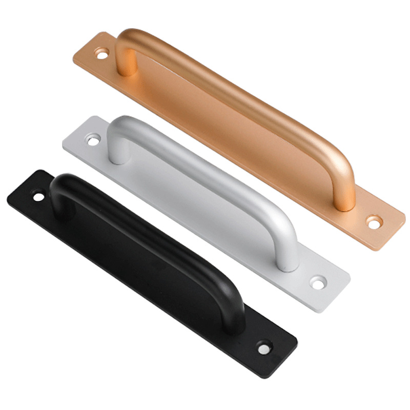 Modern Design Black Space Open Handle Simple Non-Perforated Matt Aluminum Alloy Door Handle for Living Room Cabinets