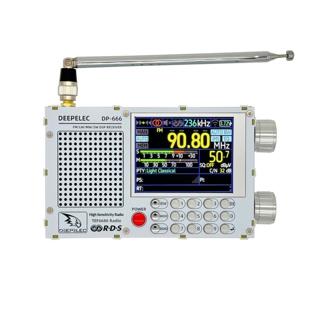 TEF6686 DP-666 High Sensitivity Full-Band FM AM SW DSP Pocket Radio with IPS Display Lithium Battery 5V DC 5-10W Output