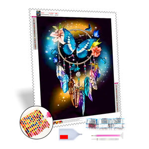 Nouveau diamant peinture 5d adulte diamant peinture toile Kits résine perceuse diamant peinture capteur de rêves de papillon - Product Image 1