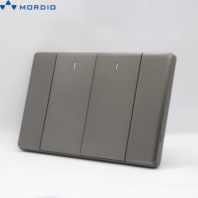 118 Slim Wall Switch Wholesale Cheap Price Sockets and Switches Electrical Grey 2 Gang 1 2 Way Light Switch Us