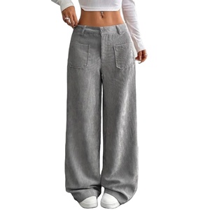 <span class=keywords><strong>Pantaloni</strong></span> Casual Vintage Europei e Americani da <span class=keywords><strong>Donna</strong></span> con Tasche Frontali e Posteriori, Tinta Unita - Product Image 1