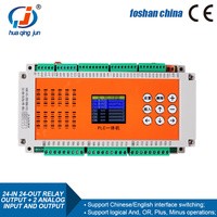 Huaqingjun 24DI 24DO Salidas de relé Temporizador PLC Entradas analógicas Salidas 0-5V 0-10V Controlador lógico programable para VFD