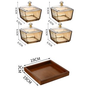 Juego de platos de <span class=keywords><strong>tapas</strong></span> cuadrados personalizados de gran venta, bandeja minimalista para servir aperitivos y plantas de cristal con tapa para uso diario - Product Image 6