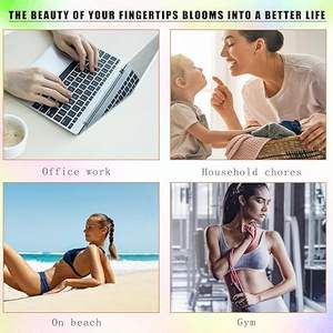 Faux ongles à presser en forme d'amande, 24 pièces, motif floral, ongles à presser, couverture complète, colle à appliquer, faux ongles floraux mignons à coller pour femmes - Product Image 5