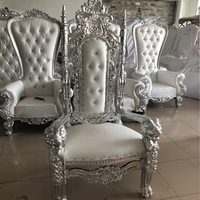 Chaises King And Queen à dossier haut, en argent, moins cher, bjflamingo, mariage, chaises King Thrones de bonne qualité