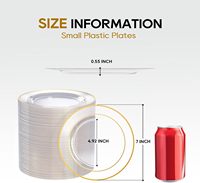 100 pièces de 7 pouces, assiettes jetables en plastique transparent avec bord doré, de qualité supérieure, idéales pour les desserts/apéritifs/petits gâteaux, parfaites pour les mariages et les anniversaires
