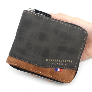 Ultime Arrivo Retrò Degli Uomini Del Raccoglitore di Cuoio DELL'UNITÀ di elaborazione Breve Portafogli Maschio Multifunzionale Della Chiusura Lampo Della Borsa Della Moneta del Supporto di Carta Della Tasca - Product Image 1