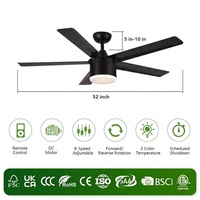 Ventilateur de plafond électrique 52 pouces avec pales en ABS, lampe LED, télécommande et contrôle par application, idéal pour la maison et l'hôtellerie - Vente en gros usine