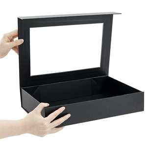 Customizable Logo Sturdy Pvc <b>Window</b> Foldable Gift Paper Box Packaging Paperboard Black Gift Box With Magnetic Closure Clear Lid - Product Image 6
