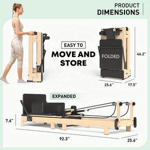 Equipo de Pilates Reformer Plegable Portátil para Uso Doméstico y Comercial, Cama de Madera de Roble y Arce, Máquina Plegable para Pilates - Product Image 4