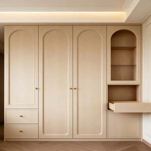 Armario de Estilo Europeo Simple y Lujoso, Diseño de Puerta Arqueada Personalizado, Tocador Integrado, Gabinete de Almacenamiento Ajustable - Product Image 6