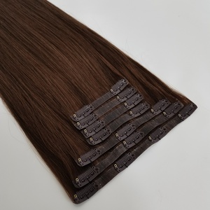 Rambut Remy Brasil Kelas 10A 18 inci Ekstensi Rambut Clip-in Tanpa Sambungan Jahitan Ganda Bebas Kusut Bebas Rontok Rambut Asli Manusia - Product Image 1