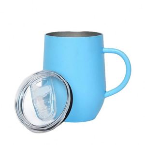 12Oz Customized Logo <b>Double</b> <b>Wall</b> Stainless Steel Wine Tumbler Insulated Coffee <b>Mug</b> Egg Shape Travel Print Cup With Handle - Product Image 4