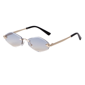 Gafas de Sol Europeas Americanas sin Marco con Protección UV400 para Unisex, Forma Cuadrada Versátil, Diseño de Moda sin Maquillaje, Modelo JJ518 - Product Image 1