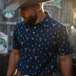 High Quality Western <b>Shirts</b> Men Cowboy Quick Dry Athletic Thin Height Elasticity <b>Vintage</b> Printing <b>Polo</b> Golf Men <b>Shirt</b> - Product Image 5