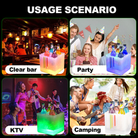 Seau à glace carré en PP lumineux à LED 3,5 L pour bar, maison, KTV, ou comme bol rafraîchisseur