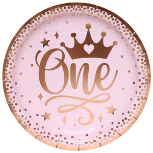 New Design 1 Year Girl Birthday Party Disposable Tableware Paper Plate Paper Cup Tableware Set - Product Image 3