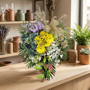 Artificial <b>Flower</b> Factory Golden Sunflower & Pampas Meadow Majestic <b>Wall</b> Arrangement Plastic Handmade Durable - Product Image 2